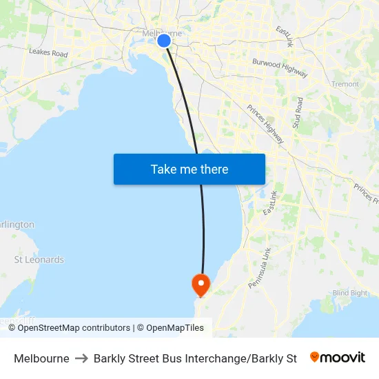 Melbourne to Barkly Street Bus Interchange / Barkly St map