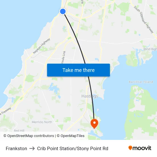 Frankston to Crib Point Station / Stony Point Rd map