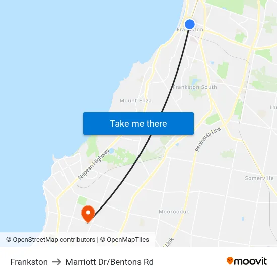 Frankston to Marriott Dr/Bentons Rd map