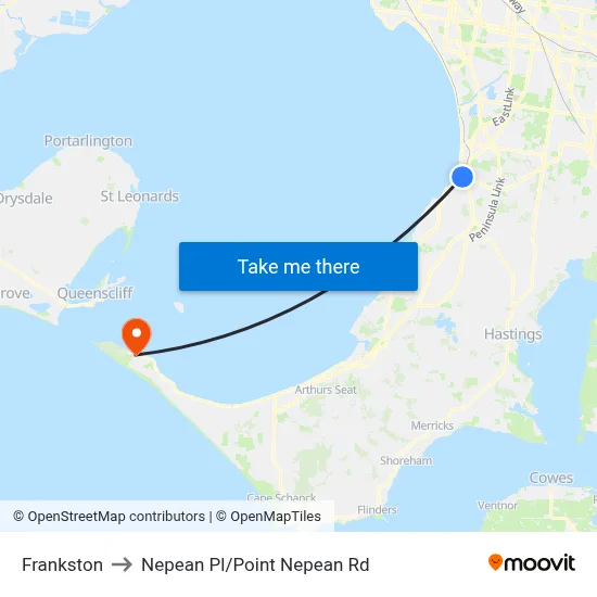 Frankston to Nepean Pl/Point Nepean Rd map
