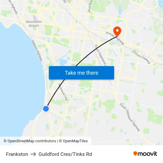 Frankston to Guildford Cres/Tinks Rd map