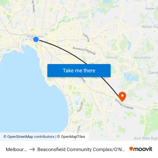 Melbourne to Beaconsfield Community Complex / O'Neil Rd map