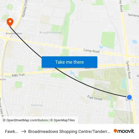 Fawkner to Broadmeadows Shopping Centre / Tanderrum Way map