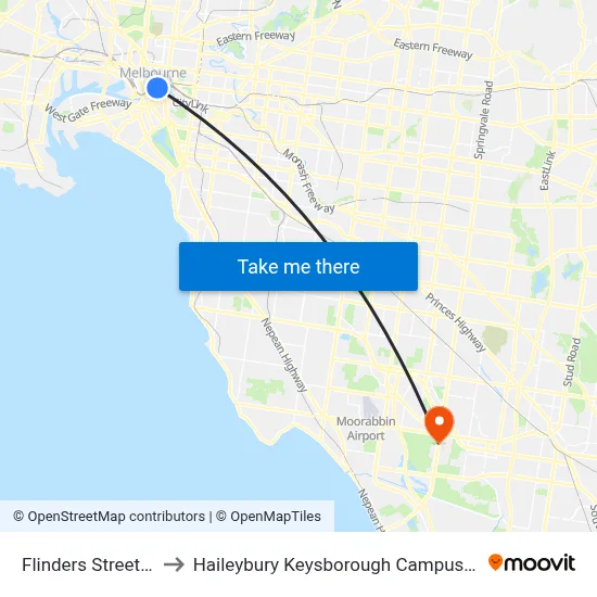 Flinders Street Station to Haileybury Keysborough Campus / Springvale Rd map