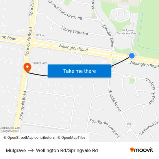 Mulgrave to Wellington Rd/Springvale Rd map