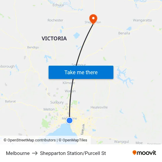 Melbourne to Shepparton Station/Purcell St map
