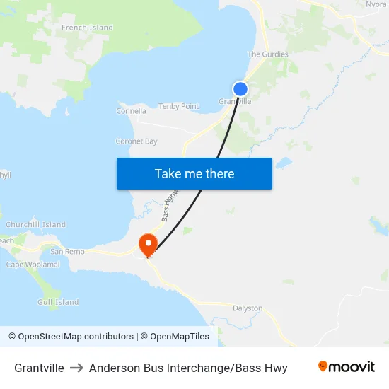 Grantville to Anderson Bus Interchange / Bass Hwy map