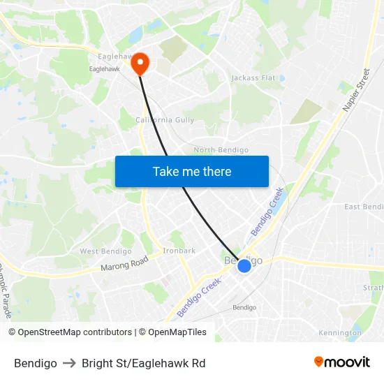 Bendigo to Bright St/Eaglehawk Rd map