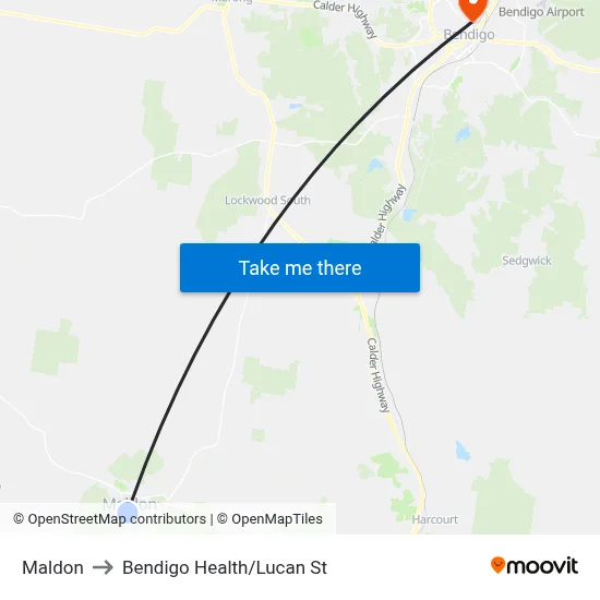 Maldon to Bendigo Health/Lucan St map