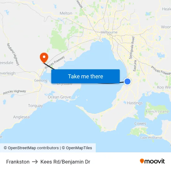Frankston to Kees Rd/Benjamin Dr map