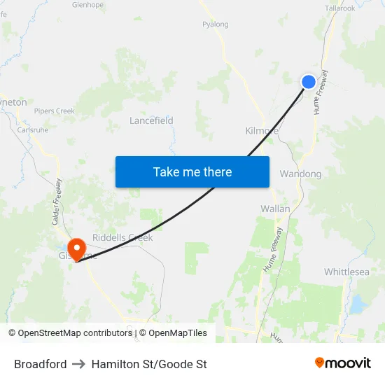 Broadford to Hamilton St/Goode St map