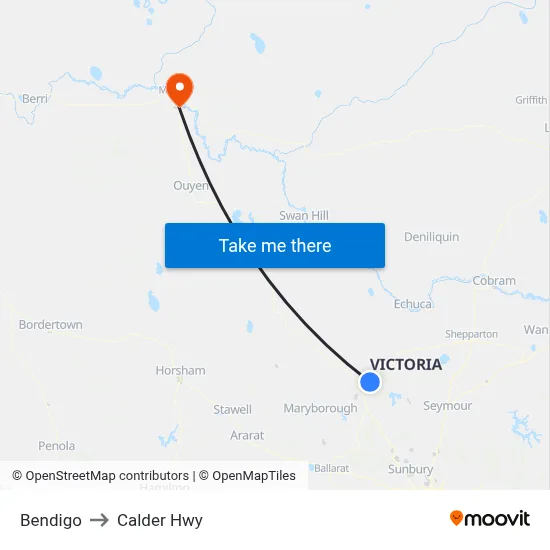 Bendigo to Calder Hwy map