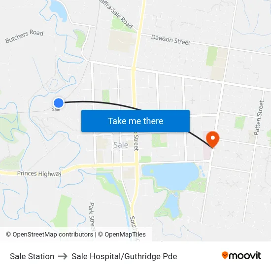 Sale Station to Sale Hospital/Guthridge Pde map