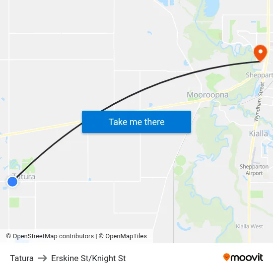 Tatura to Erskine St/Knight St map