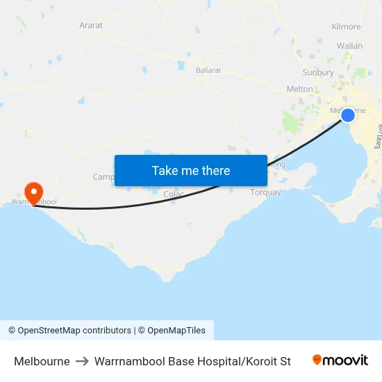 Melbourne to Warrnambool Base Hospital / Koroit St map