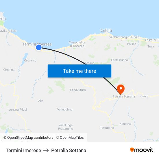 Termini Imerese to Petralia Sottana map