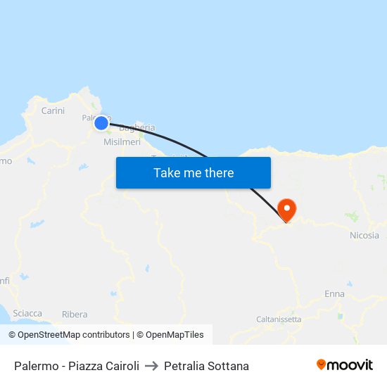 Palermo - Piazza Cairoli to Petralia Sottana map
