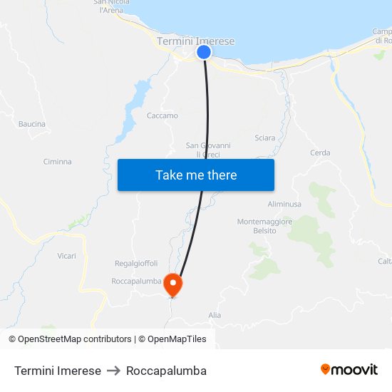 Termini Imerese to Roccapalumba map