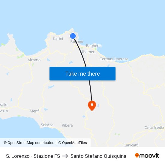 S. Lorenzo - Stazione FS to Santo Stefano Quisquina map