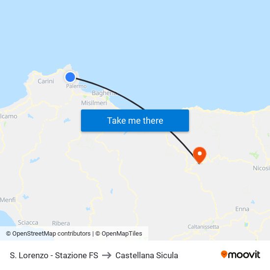 S. Lorenzo - Stazione FS to Castellana Sicula map