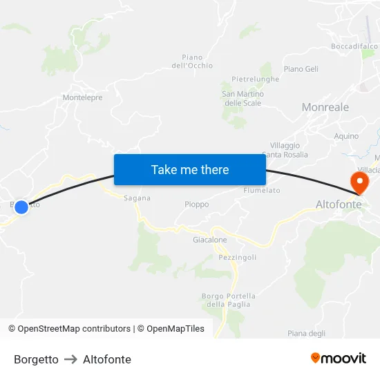 Borgetto to Altofonte map