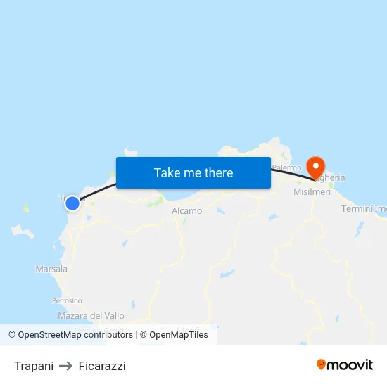 Trapani to Ficarazzi map