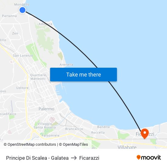Principe Di Scalea - Galatea to Ficarazzi map