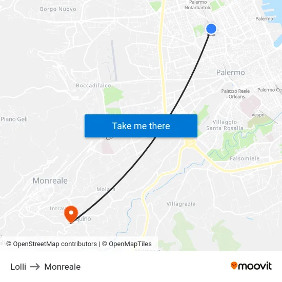 Lolli to Monreale map
