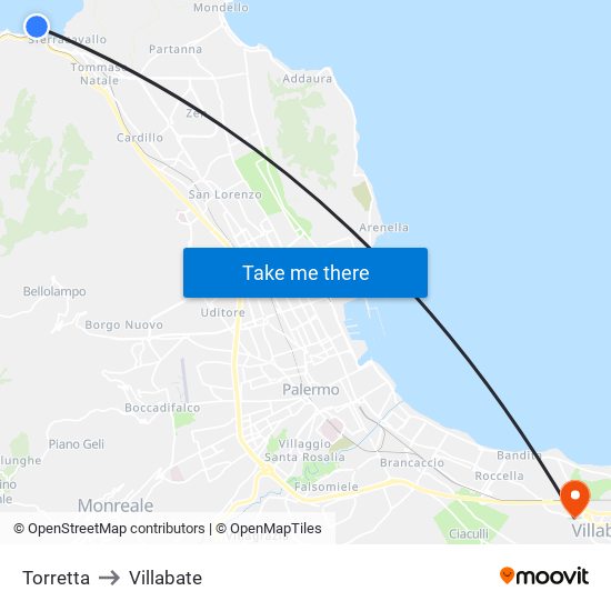 Torretta to Villabate map