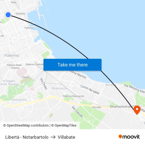 Libertà - Notarbartolo to Villabate map