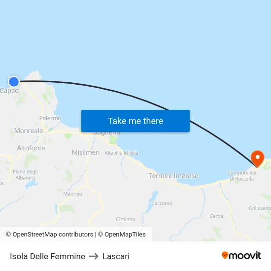Island of Women to Lascari map