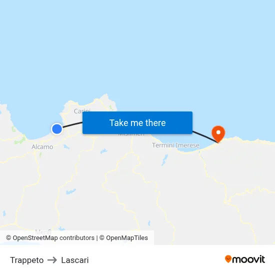 Trappeto to Lascari map