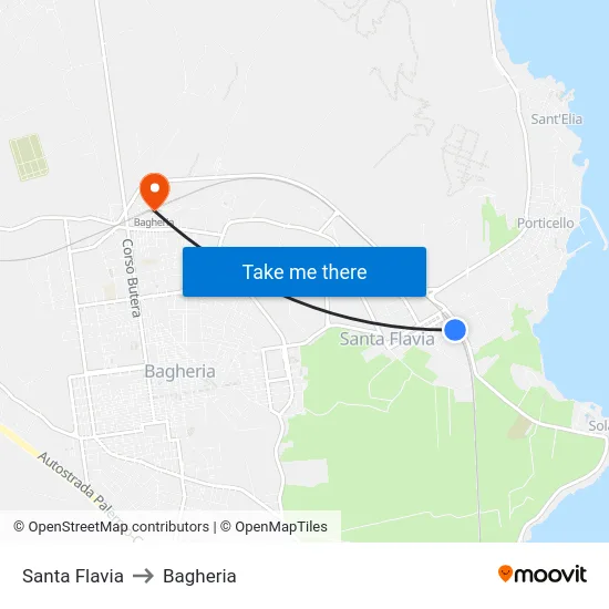 Santa Flavia to Bagheria map
