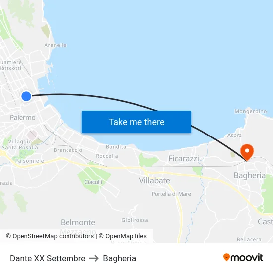 Dante September 20th to Bagheria map