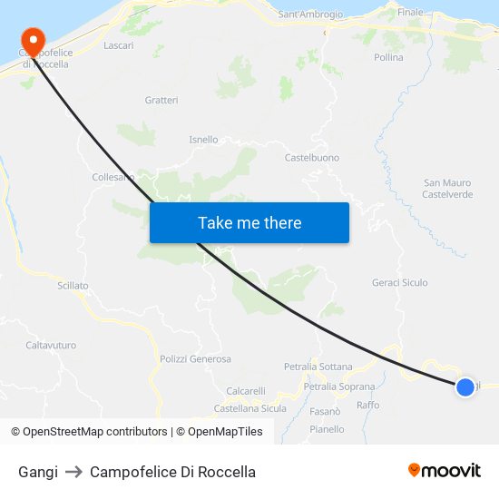 Gangi to Campofelice Di Roccella map
