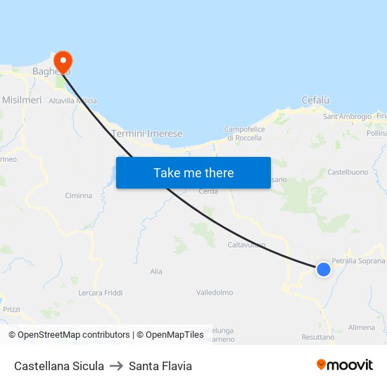 Castellana Sicula to Santa Flavia map