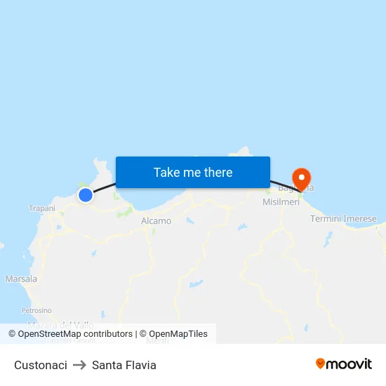 Custonaci to Santa Flavia map