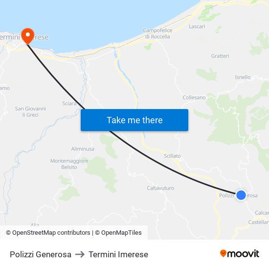 Polizzi Generosa to Termini Imerese map