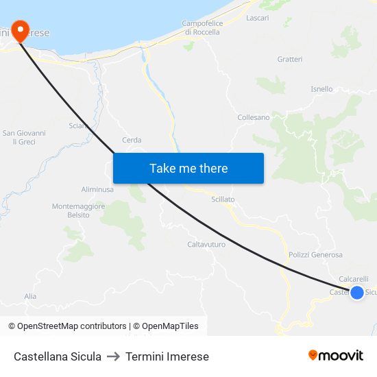 Castellana Sicula to Termini Imerese map