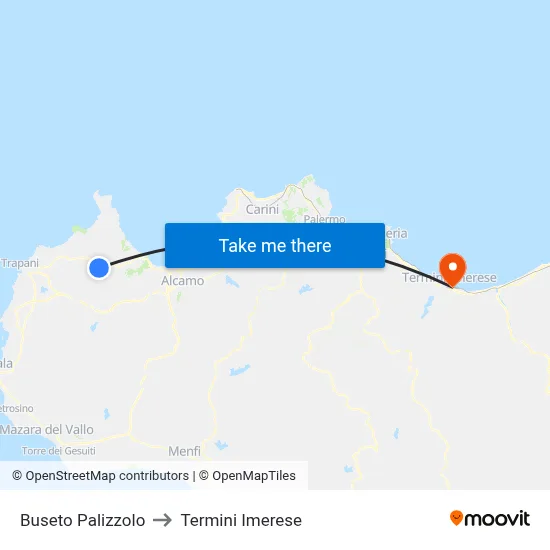 Buseto Palizzolo to Termini Imerese map