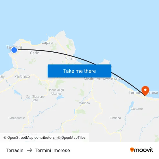 Terrasini to Termini Imerese map