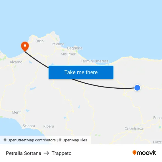 Petralia Sottana to Trappeto map