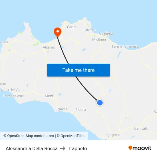 Alessandria Della Rocca to Trappeto map