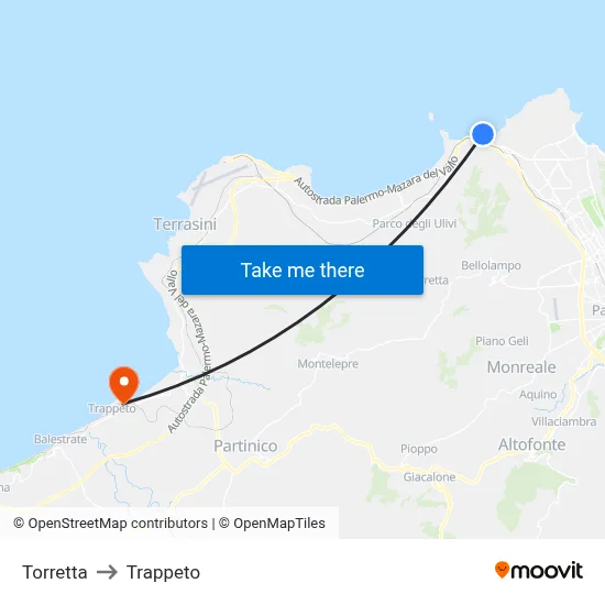 Torretta to Trappeto map