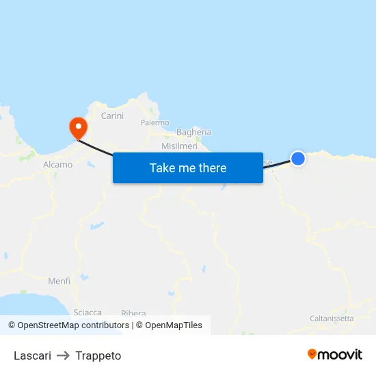 Lascari to Trappeto map