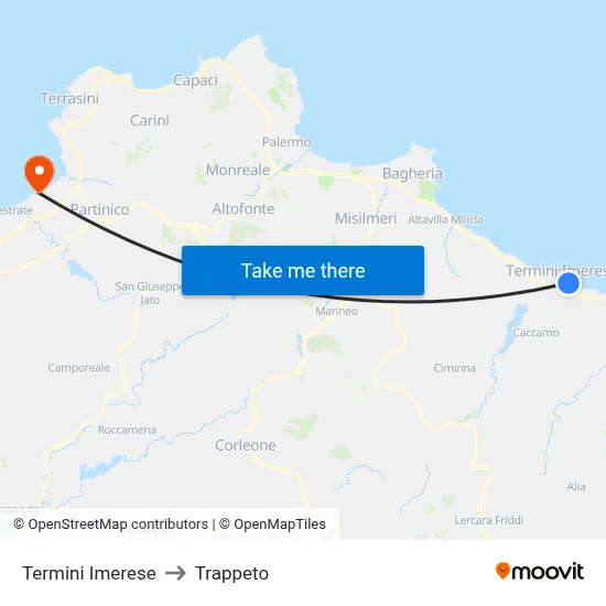 Termini Imerese to Trappeto map
