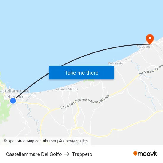 Castellammare Del Golfo to Trappeto map