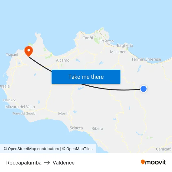 Roccapalumba to Valderice map
