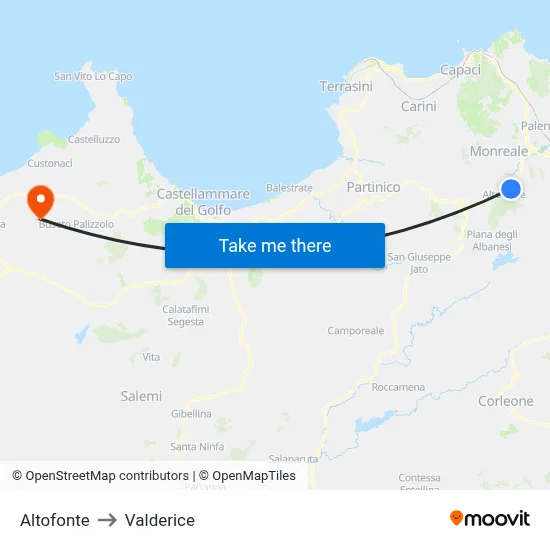 Altofonte to Valderice map