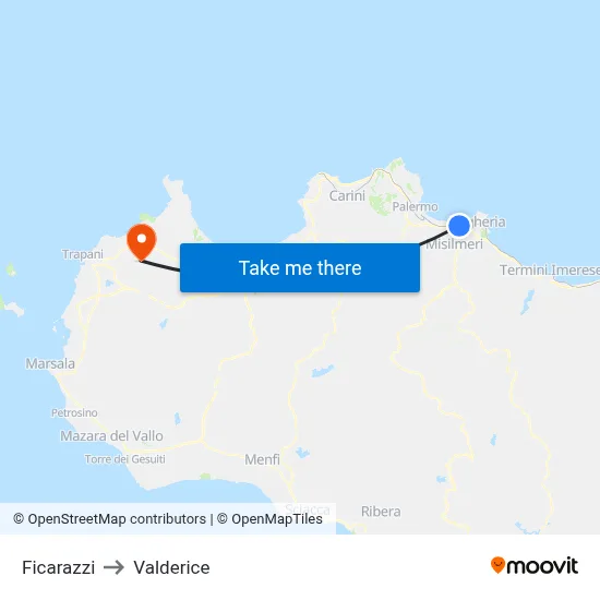 Ficarazzi to Valderice map